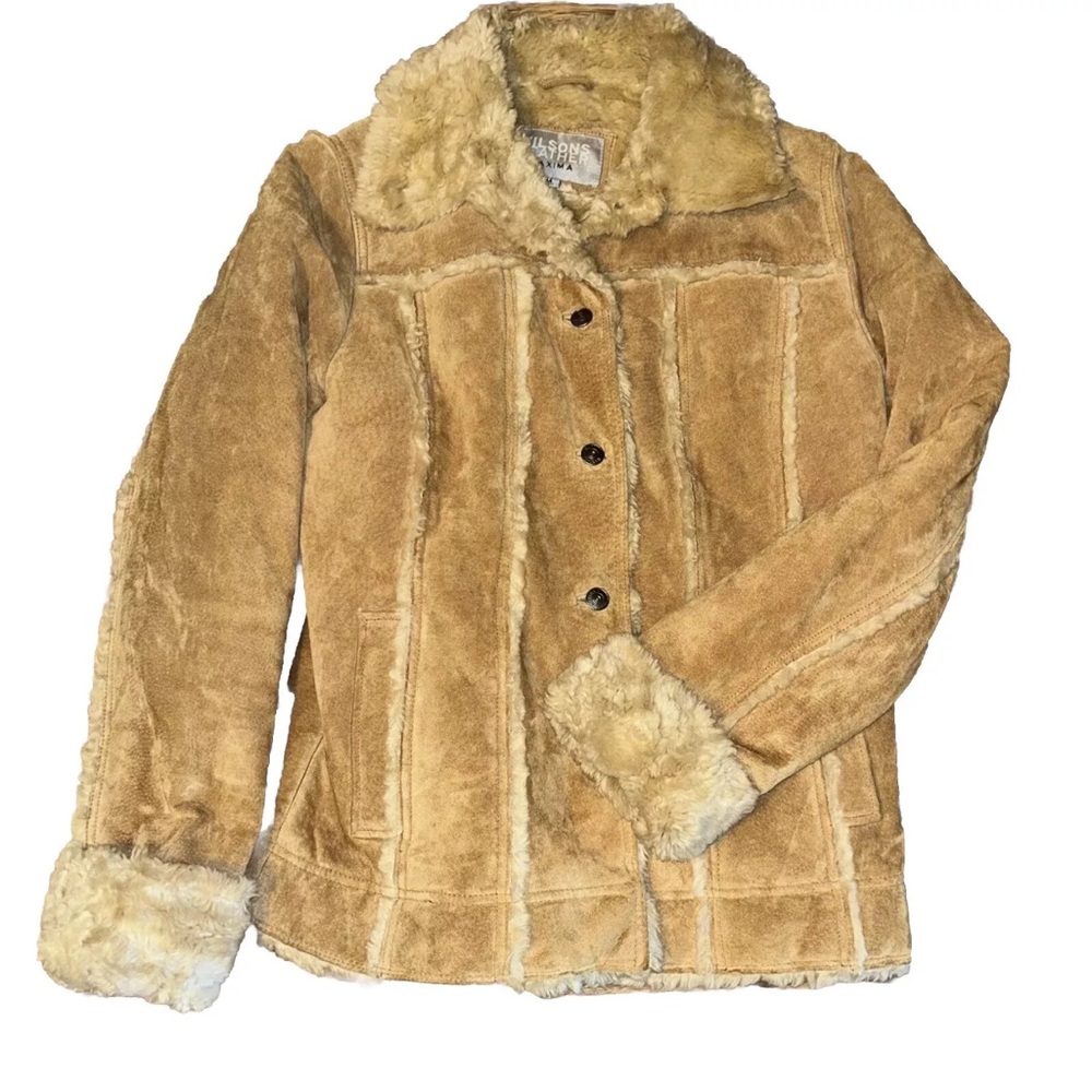 Wilsons Penny Lane Jacket l SuedeTan Sherpa Lined y2K Firefly Lane Tan Women M